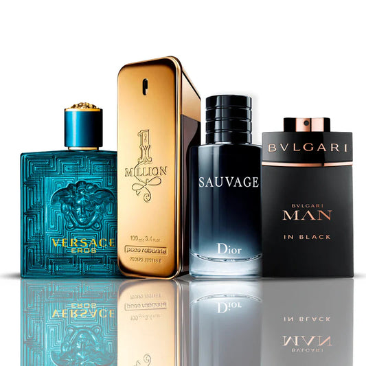 Combo 4 Perfumes - Eros Versace + One Million Paco Rabanne + Bvlgari Man in Black + Sauvage Dior 100ML