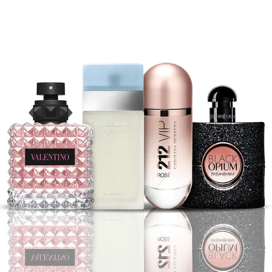 Combo 4 Perfumes - Valentino + Light Blue + 212 VIP Rose + Black Opium 100ML