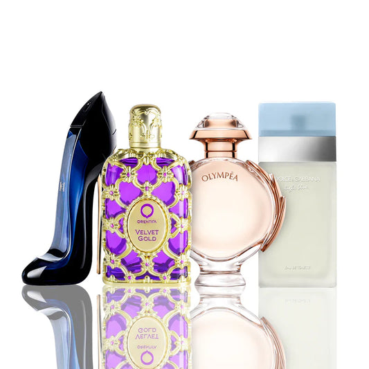 Combo 4 Perfumes - Light Blue + Orientica Velvet Gold + Good Girl + Olympea 100ML